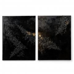  Barbara Kiskovski Barbara Kiskovski Diptych of Contemporary American Abstract Mixed Media Black an - 4651095