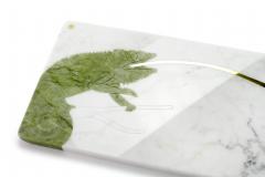  Barberini Gunnell Centerpiece Platters Serverware White Carrara Marble Green Ming Brass Inlay - 3914654