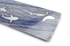  Barberini Gunnell Centerpiece Serveware Platters Blue Azul Macaubas Marble Inlay Steel Shark Italy - 3914285