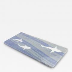  Barberini Gunnell Centerpiece Serveware Platters Blue Azul Macaubas Marble Inlay Steel Shark Italy - 3917176