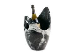  Barberini Gunnell Champagne Bucket Vase Wine Cooler Black Marble Marquinia Sculpture Solid Block - 3912411