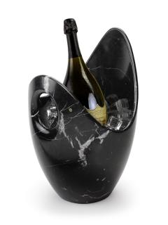  Barberini Gunnell Champagne Bucket Vase Wine Cooler Black Marble Marquinia Sculpture Solid Block - 3912413