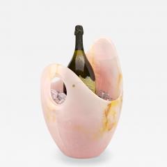  Barberini Gunnell Champagne Bucket Wine Cooler Vase Sculpture Pink Onyx Marble Collectible Design - 3917151