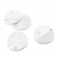  Barberini Gunnell Coasters Barware Cocktail White Carrara Marble Brass Inlay Ants Collectible - 3914245