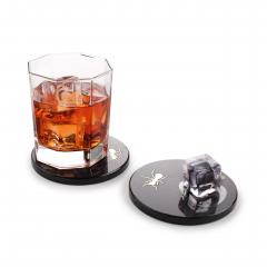  Barberini Gunnell Coasters Cocktail Barware Black Marquina Marble Ants Brass Inlay Collectible - 3914249