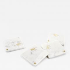  Barberini Gunnell Coasters Cocktail Barware White Carrara Marble Brass Inlay Ants Handmade Italy - 3917157