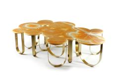  Barberini Gunnell Coffe table or center table in orange onyx and brass made in Italy - 1441956