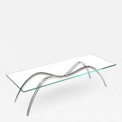  Barberini Gunnell Coffee table in polished stainless steel chrome effect clear glass top - 1444431