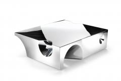  Barberini Gunnell Coffee table square in stainless steel chrome effect sculpture made in Italy - 1441929