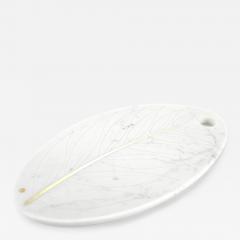  Barberini Gunnell Cutting Board Tableware Platter White Carrara Marble Brass Inlay Handmade Italy - 3917179