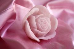  Barberini Gunnell Decorative Sculpture Ornament Rose Blossom Solid Block Rose Quartz Hand Carved - 3904827