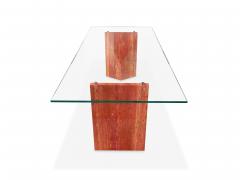  Barberini Gunnell Desk made of solid red travertine blocks and extra clear glass top - 3492287