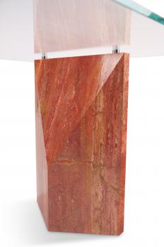  Barberini Gunnell Desk made of solid red travertine blocks and extra clear glass top - 3492289