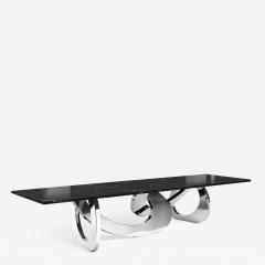  Barberini Gunnell Dining table in stainless steel chrome effect top in black marquinia marble - 1456118