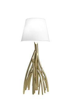  Barberini Gunnell Floor Lamp Sculpture Gold Mirror Steel White Linen Lampshade Collectible Design - 3912958