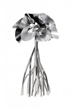  Barberini Gunnell Floor lamp in polished stainless steel chrome effect lampshade in carbon fiber - 1449123