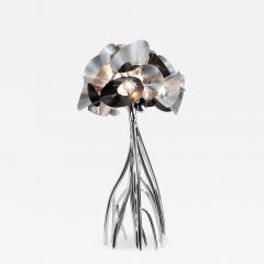  Barberini Gunnell Floor lamp in polished stainless steel chrome effect lampshade in carbon fiber - 1456138