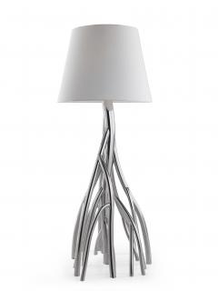  Barberini Gunnell Floor lamp in polished stainless steel chrome effect lampshade in white linen - 1449138