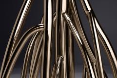  Barberini Gunnell Floor lamp in polished stainless steel rose gold chrome black linen lampshade - 1449149