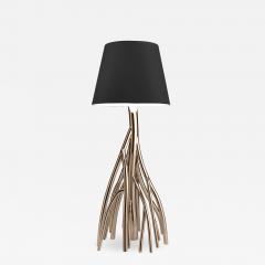  Barberini Gunnell Floor lamp in polished stainless steel rose gold chrome black linen lampshade - 1456141