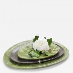  Barberini Gunnell Plates Platter Serveware Set Green and Grey Marble Hand carved Collectible Italy - 3922731