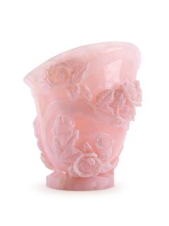  Barberini Gunnell Rose Sculpture Vase 13 Roses Hand Carved Italy Pink Onyx Block Limited Edition - 3904570