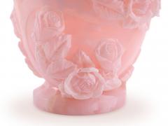  Barberini Gunnell Rose Sculpture Vase 13 Roses Hand Carved Italy Pink Onyx Block Limited Edition - 3904576