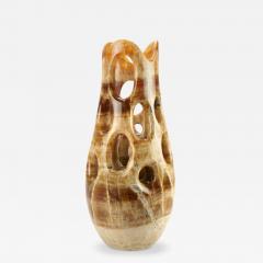  Barberini Gunnell Sculpture Vase Organic Shape Contemporary Amber Onyx Marble Hand Carved Italy - 3917149