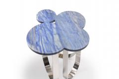  Barberini Gunnell Side table in Azul Macaubas quartzite and structure in polished stainless steel - 1698216