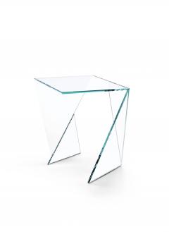  Barberini Gunnell Side table or bedside in clear crystal glass square made in Italy - 1452746