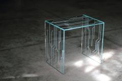  Barberini Gunnell Side table or bedside in clear glass engraved pattern made in Italy - 1449727