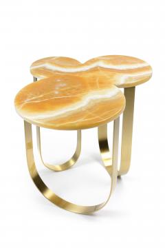  Barberini Gunnell Side table or bedside in orange onyx and brass made in Italy - 1441996