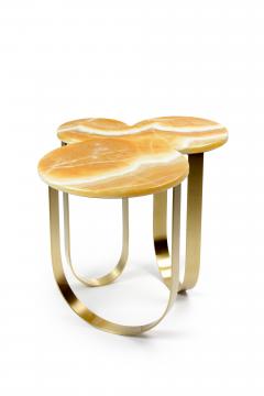  Barberini Gunnell Side table or bedside in orange onyx and brass made in Italy - 1441997