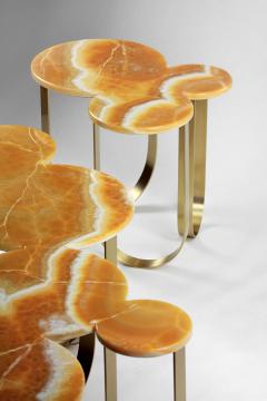  Barberini Gunnell Side table or bedside in orange onyx and brass made in Italy - 1442001