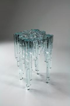  Barberini Gunnell Side table or bedside square top clear crystal glass sculpture made in Italy - 1442056