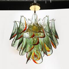  Barbini Mid Century Signed Barbini Hand Blown Murano Peacock Glass Chandelier - 4745176