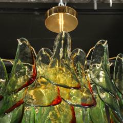  Barbini Mid Century Signed Barbini Hand Blown Murano Peacock Glass Chandelier - 4745180