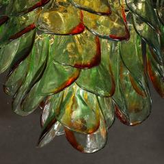  Barbini Mid Century Signed Barbini Hand Blown Murano Peacock Glass Chandelier - 4745188