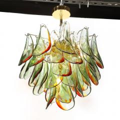  Barbini Mid Century Signed Barbini Hand Blown Murano Peacock Glass Chandelier - 4745203
