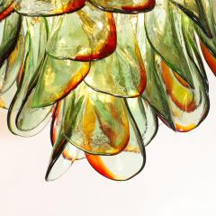  Barbini Mid Century Signed Barbini Hand Blown Murano Peacock Glass Chandelier - 4745231