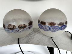  Barbini Pair of Murano Glass Saturn Lamps by Barbini Italy 1970s - 3671387