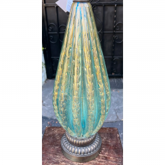  Barovier Toso 1950 s Barovier Toso Murano Blue Green Gold Italian Art Glass Table Lamp - 2936261