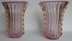  Barovier Toso 1970 Pair of Vases Or Similar Murano Crystal Pink and Gold Signed Toso - 2323000