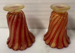 Barovier Toso 1970 Pair of Vases or Similar Murano Crystal Red Orange and Gold H 32 25 5 cm - 4084906