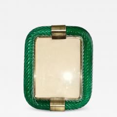  Barovier Toso 1970s Barovier Toso Vintage Big Size Moss Green Murano Glass Brass Photo Frame - 1334889