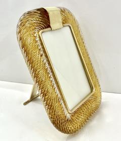  Barovier Toso 2000 Barovier Toso Italian Gold Crystal Twisted Murano Glass Brass Picture Frame - 3052848