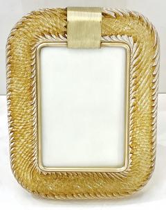  Barovier Toso 2000 Barovier Toso Italian Gold Crystal Twisted Murano Glass Brass Picture Frame - 3052849