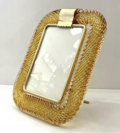  Barovier Toso 2000 Barovier Toso Italian Gold Crystal Twisted Murano Glass Brass Picture Frame - 3052854