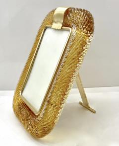  Barovier Toso 2000 Barovier Toso Italian Gold Crystal Twisted Murano Glass Brass Picture Frame - 3052855