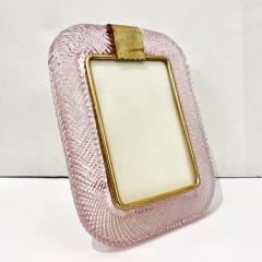  Barovier Toso 2000 Barovier Toso Italian Pink Crystal Twisted Murano Glass Brass Picture Frame - 2687106